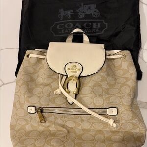 Coach Tan and Cream Signature Backpack